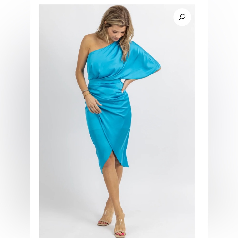 DO+BE Atlantic Blue off the shoulder dress